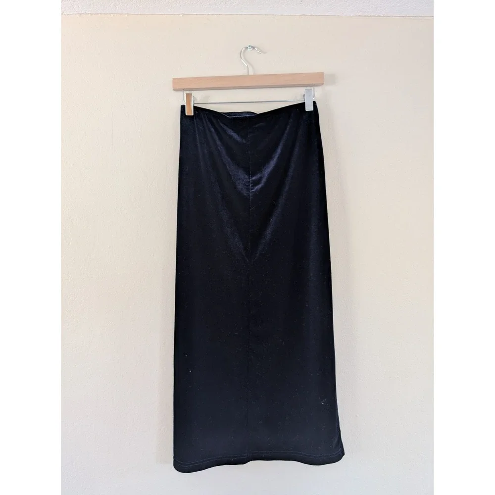 Velvet Maxi Skirt‎ Navy Blue Stretch Y2K Grunge Minimalist Gap Women's M Column